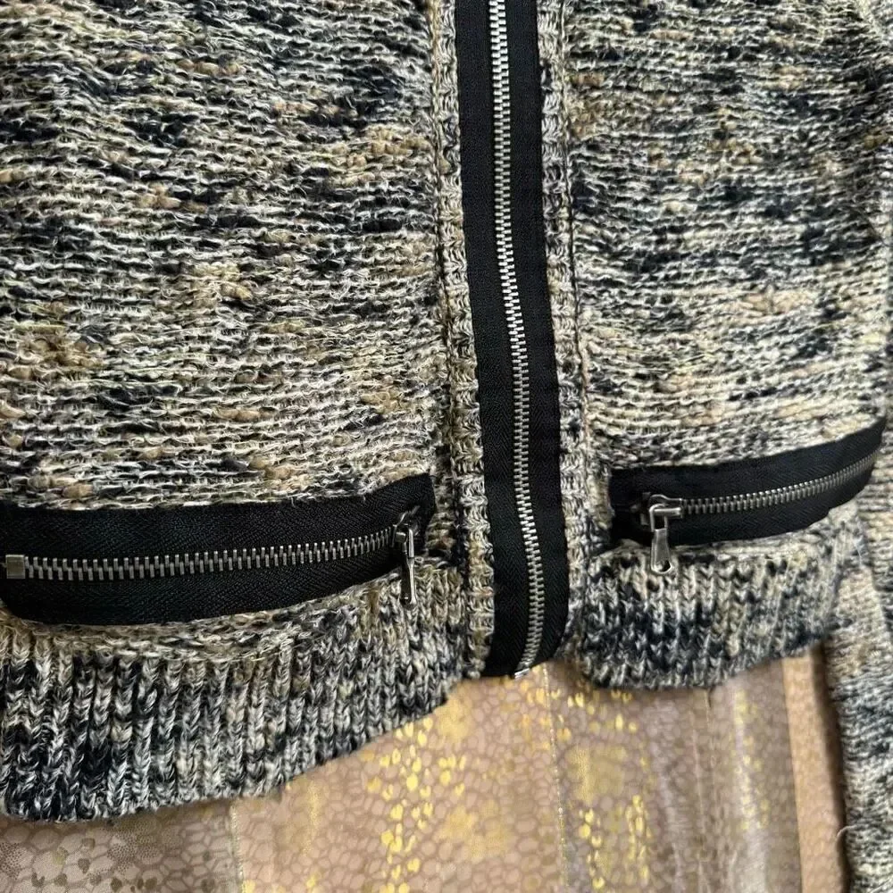 Free People Heart Beeps Boho Knit Cropped Zip Up Sweater Bolero XS‎